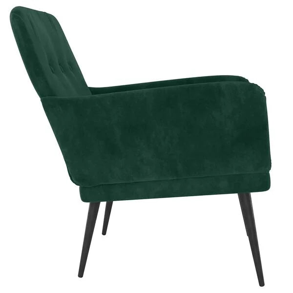 Relaxsessel Samt Dunkelgrün mit Metallgestell 62 x 79 x 79 cm