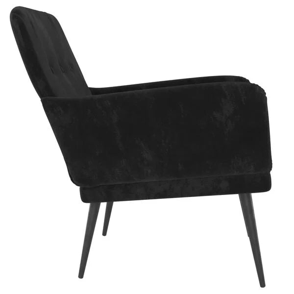 Relaxsessel Samt Schwarz mit Metallgestell 62 x 79 x 79 cm