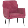 Relaxsessel Samt Weinrot mit Metallgestell 62 x 79 x 79 cm