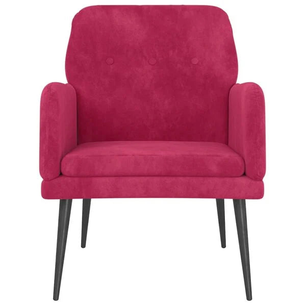 Relaxsessel Samt Weinrot mit Metallgestell 62 x 79 x 79 cm