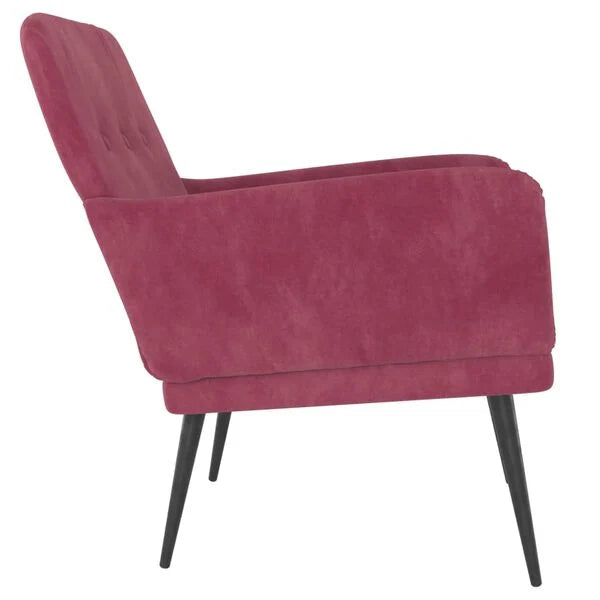Relaxsessel Samt Weinrot mit Metallgestell 62 x 79 x 79 cm