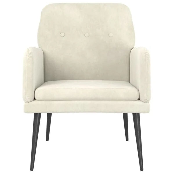 Relaxsessel Samt Creme mit Metallgestell 62 x 79 x 79 cm