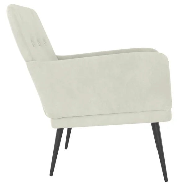 Relaxsessel Samt Creme mit Metallgestell 62 x 79 x 79 cm