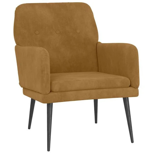 Relaxsessel Samt Braun mit Metallgestell 62 x 79 x 79 cm