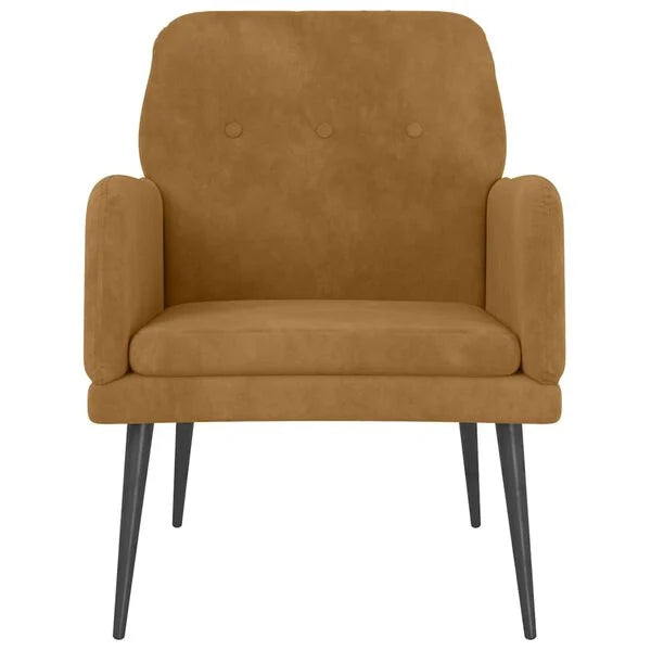 Relaxsessel Samt Braun mit Metallgestell 62 x 79 x 79 cm