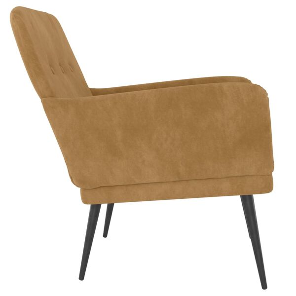 Relaxsessel Samt Braun mit Metallgestell 62 x 79 x 79 cm