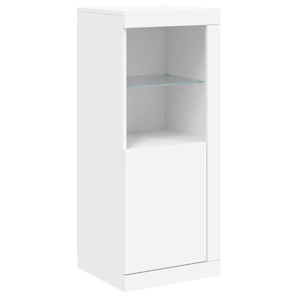 3er Set Sideboards mit LED Weiß Holzwerkstoff 123 x 37 x 100 cm