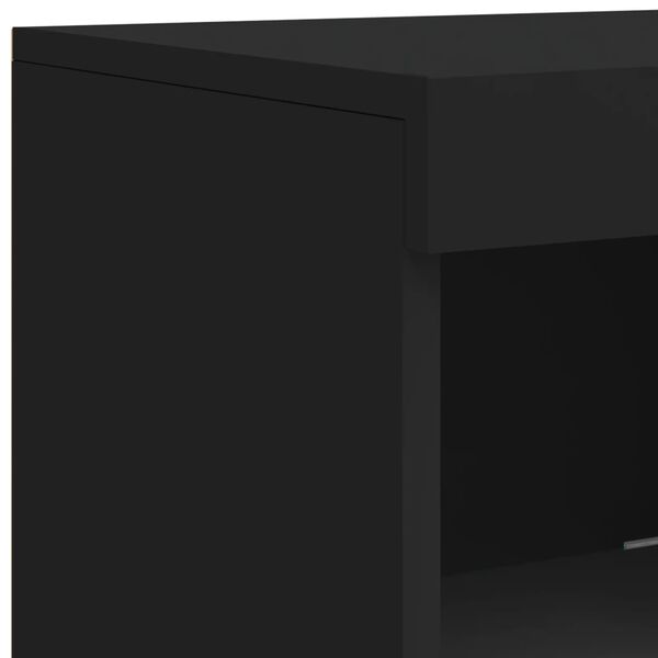 3er Set Sideboards mit LED Schwarz Holzwerkstoff 123 x 37 x 100 cm