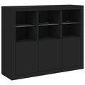 3er Set Sideboards mit LED Schwarz Holzwerkstoff 123 x 37 x 100 cm