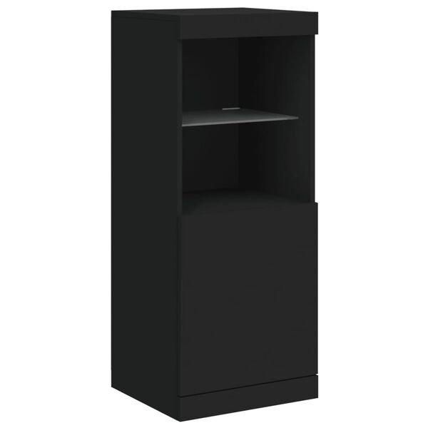 3er Set Sideboards mit LED Schwarz Holzwerkstoff 123 x 37 x 100 cm