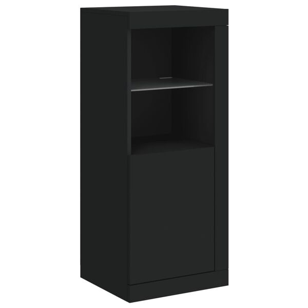 3er Set Sideboards mit LED Schwarz Holzwerkstoff 123 x 37 x 100 cm