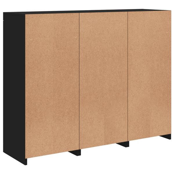 3er Set Sideboards mit LED Schwarz Holzwerkstoff 123 x 37 x 100 cm