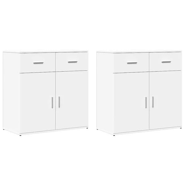 2er Set Sideboards Weiß Holzwerkstoff 79 x 38 x 80 cm