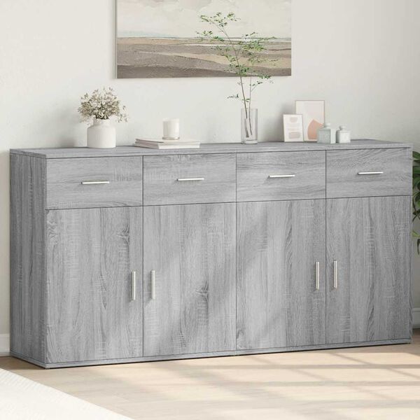 2er Set Sideboards Grau-Sonoma Holzwerkstoff 79 x 38 x 80 cm