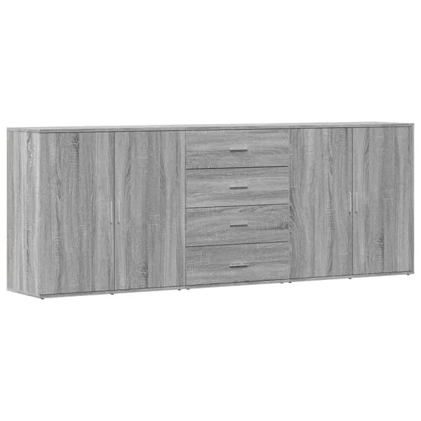 Sideboard Grau Sonoma aus Holzwerkstoff 3er Set 2× 79 cm & 1× 60 cm