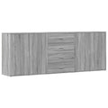 Sideboard Grau Sonoma aus Holzwerkstoff 3er Set 2× 79 cm & 1× 60 cm