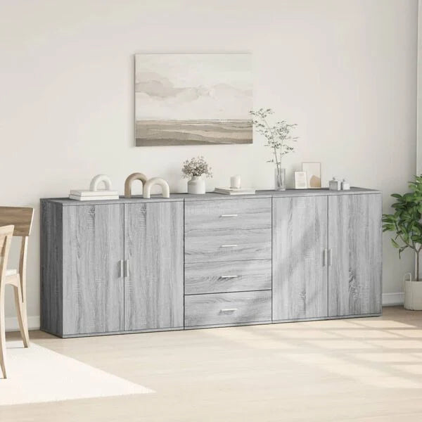 Sideboard Grau Sonoma aus Holzwerkstoff 3er Set 2× 79 cm & 1× 60 cm