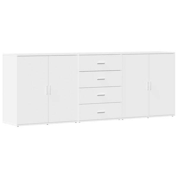 Sideboard Weiß aus Holzwerkstoff 3er Set 2× 79 cm & 1× 60 cm