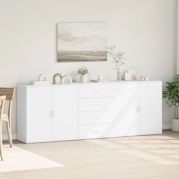 Sideboard Weiß aus Holzwerkstoff 3er Set 2× 79 cm & 1× 60 cm
