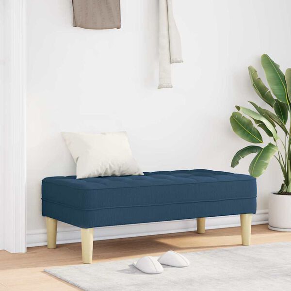 Sitzbank Ottoman Blau Gepolstert 2-Sitzer Modern 113 x 57 x 39 cm