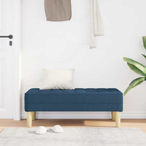 Sitzbank Ottoman Blau Gepolstert 2-Sitzer Modern 113 x 57 x 39 cm