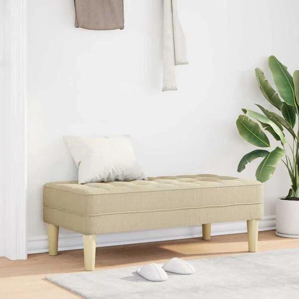 Sitzbank Ottoman Creme Gepolstert 2-Sitzer Modern 113 x 57 x 39 cm
