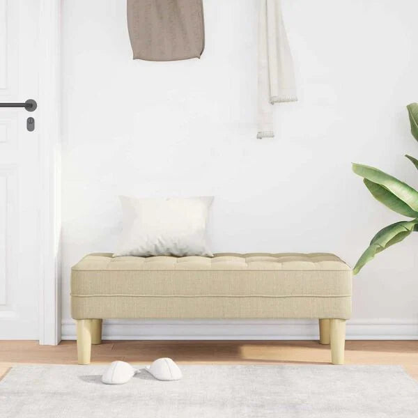 Sitzbank Ottoman Creme Gepolstert 2-Sitzer Modern 113 x 57 x 39 cm