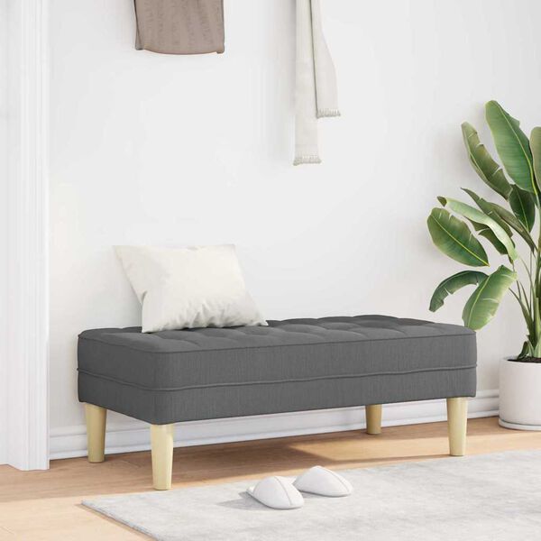 Sitzbank Ottoman Dunkelgrau Gepolstert 2-Sitzer Modern 113 x 57 x 39 cm