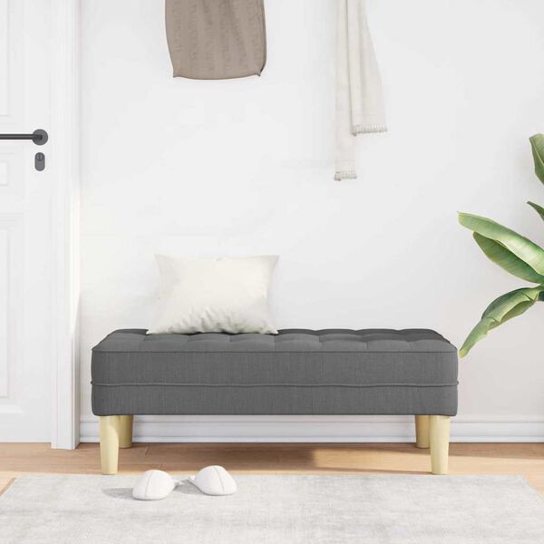 Sitzbank Ottoman Dunkelgrau Gepolstert 2-Sitzer Modern 113 x 57 x 39 cm