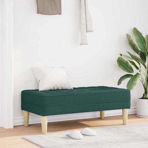 Sitzbank Ottoman Dunkelgrün Gepolstert 2-Sitzer Modern 113 x 57 x 39 cm