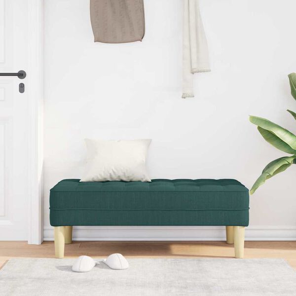 Sitzbank Ottoman Dunkelgrün Gepolstert 2-Sitzer Modern 113 x 57 x 39 cm