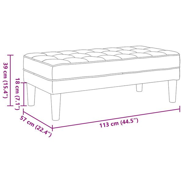 Sitzbank Ottoman Blau Gepolstert 2-Sitzer Modern 113 x 57 x 39 cm