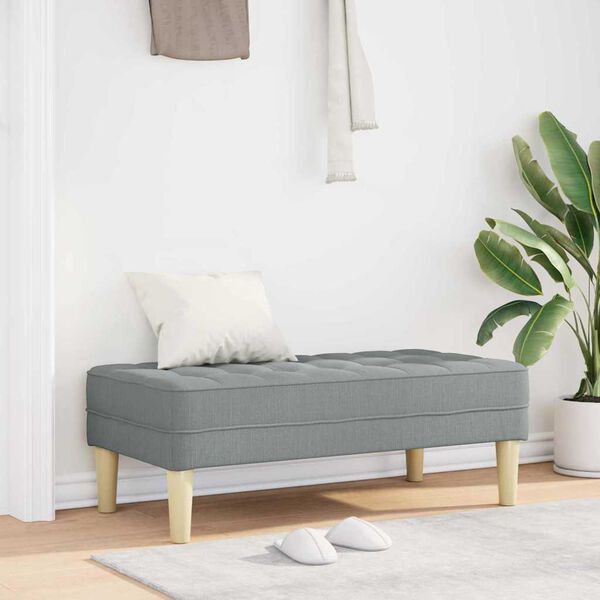 Sitzbank Ottoman Hellgrau Gepolstert 2-Sitzer Modern 113 x 57 x 39 cm