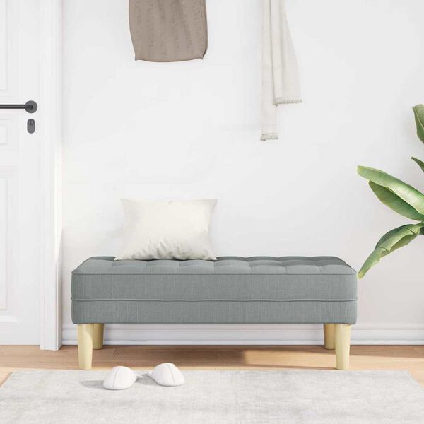Sitzbank Ottoman Hellgrau Gepolstert 2-Sitzer Modern 113 x 57 x 39 cm