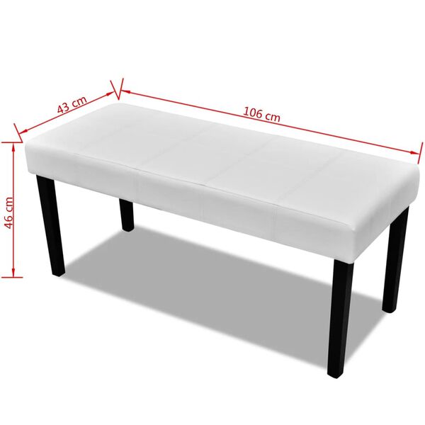 Sitzbank Kunstleder Weiß Gepolstert 106 x 43 x 46 cm