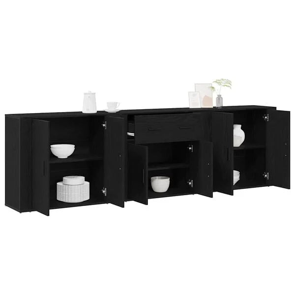 Sideboard aus Holzwerkstoff in Schwarz 3er Set 80 x 33 x 70 cm