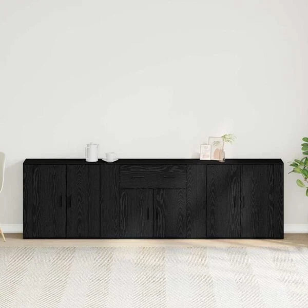 Sideboard aus Holzwerkstoff in Schwarz 3er Set 80 x 33 x 70 cm