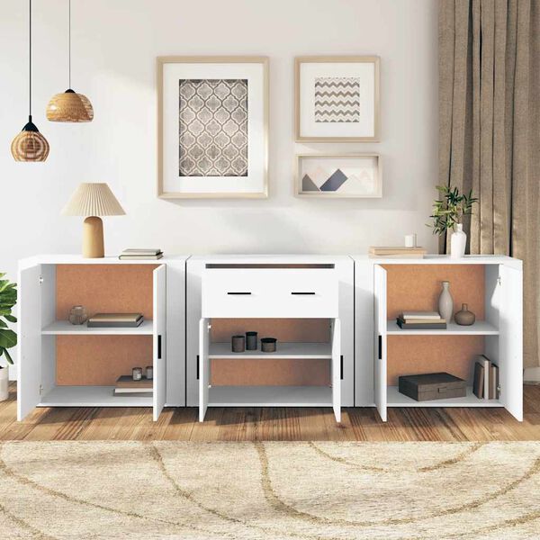 Sideboard aus Holzwerkstoff in Weiß 3er Set 80 x 33 x 70 cm