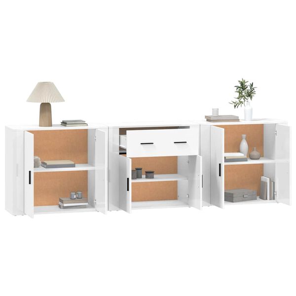 Sideboard aus Holzwerkstoff in Weiß 3er Set 80 x 33 x 70 cm