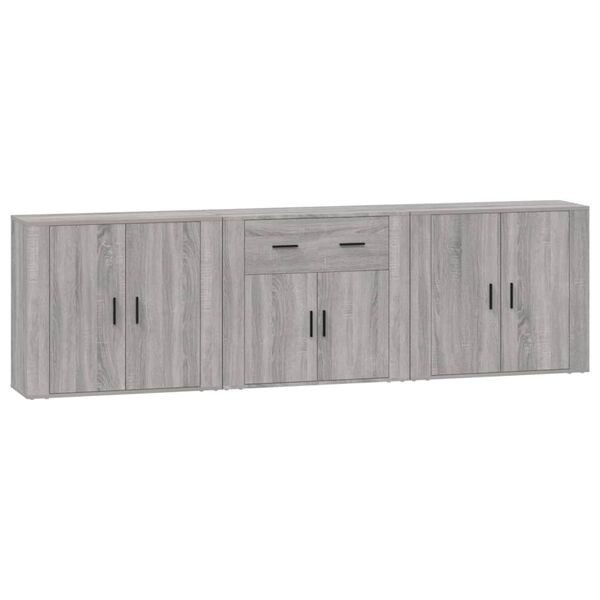 Sideboard aus Holzwerkstoff in Grau Sonoma 3er Set 80 x 33 x 70 cm
