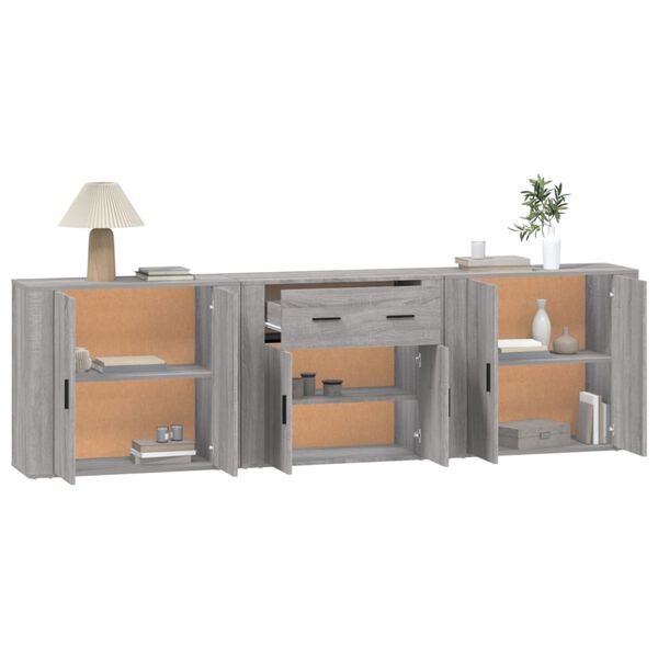 Sideboard aus Holzwerkstoff in Grau Sonoma 3er Set 80 x 33 x 70 cm