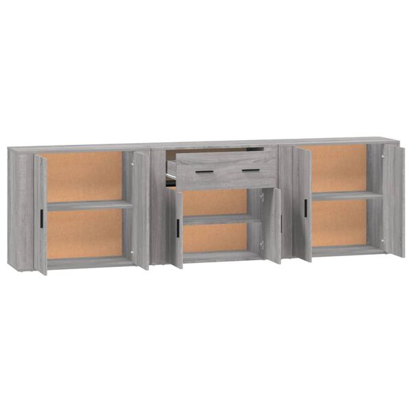 Sideboard aus Holzwerkstoff in Grau Sonoma 3er Set 80 x 33 x 70 cm