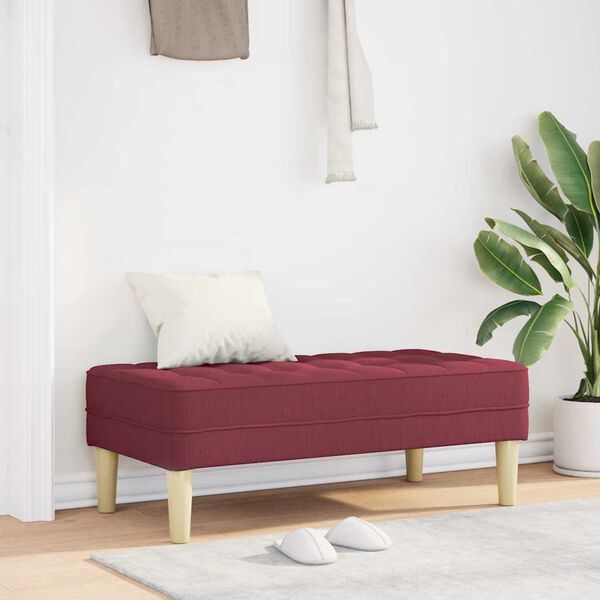 Sitzbank Ottoman Weinrot Gepolstert 2-Sitzer Modern 113 x 57 x 39 cm