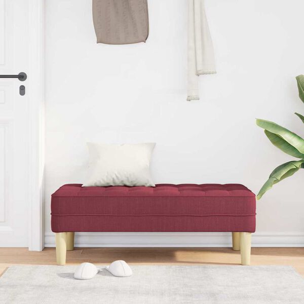Sitzbank Ottoman Weinrot Gepolstert 2-Sitzer Modern 113 x 57 x 39 cm