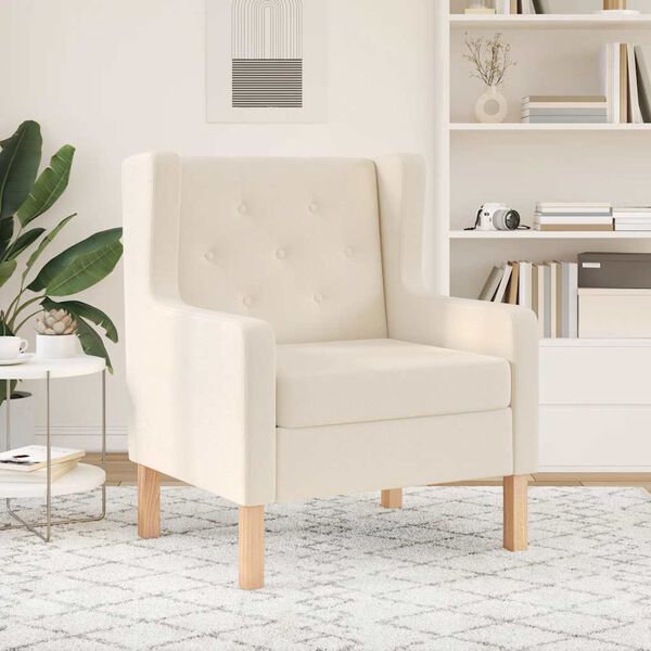 Sessel Cremeweiß Stoff 76x68x90 cm Gepolstert Relaxsessel