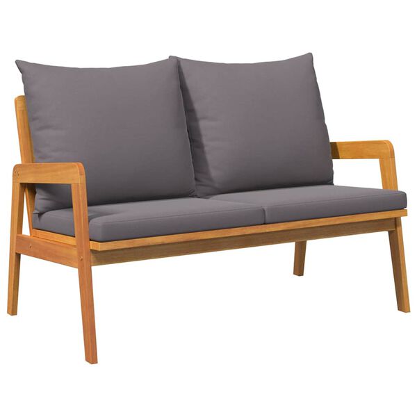 4-tlg. Bistro Set Akazienholz Dunkelgrau Gartenmöbel Set mit Bank, Tisch & 2 Stühlen
