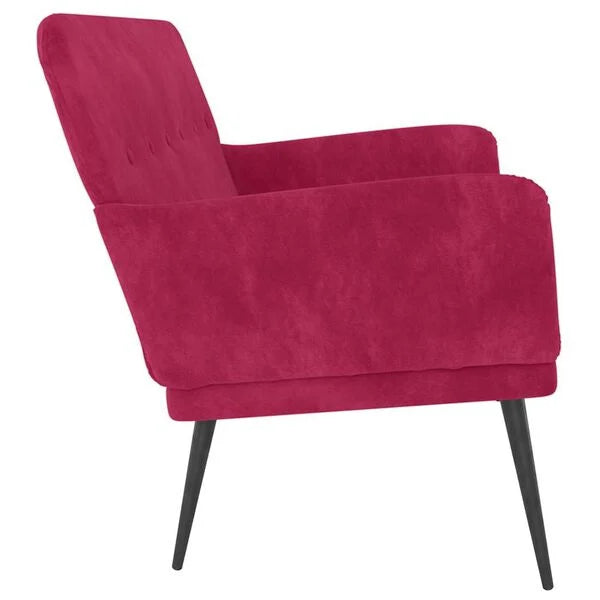 Sofa Samt Weinrot 108 x 79 x 79 cm 2-Sitzer mit Armlehnen