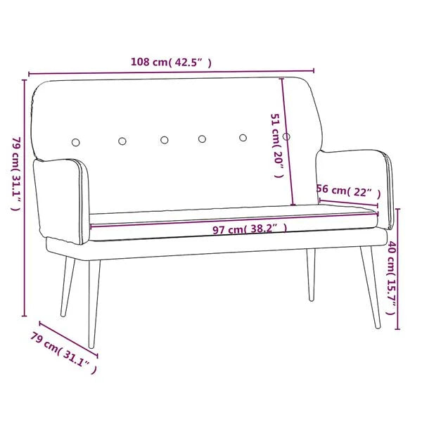 Sofa Samt Weinrot 108 x 79 x 79 cm 2-Sitzer mit Armlehnen