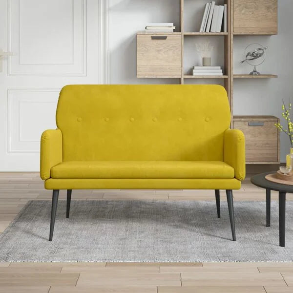 Sofa Samt Gelb 108 x 79 x 79 cm 2-Sitzer mit Armlehnen