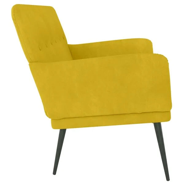 Sofa Samt Gelb 108 x 79 x 79 cm 2-Sitzer mit Armlehnen